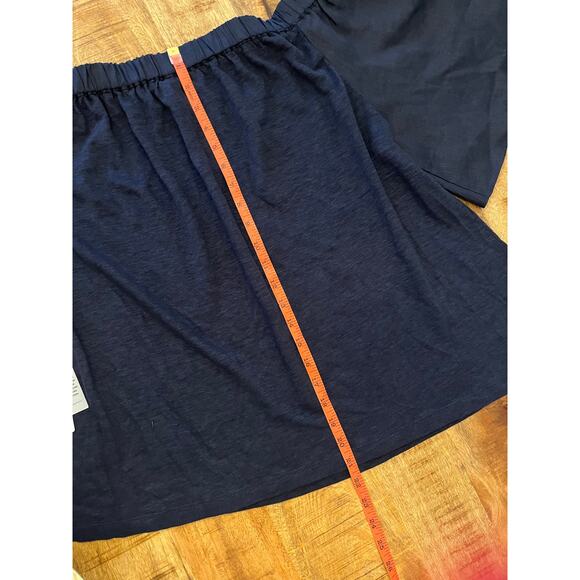 NWT Chico’s Navy 100% Linen Off Shoulder Top Sz 3 Beachy Lightweight Mixed Media - Picture 10 of 10